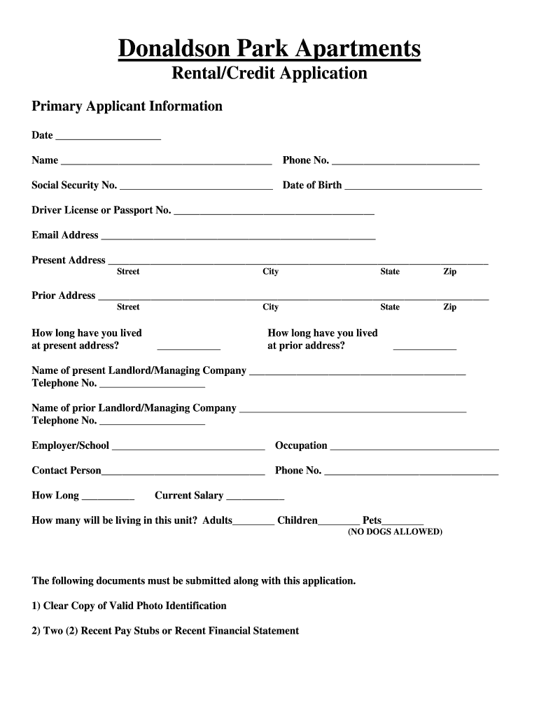 Fillable Online Donaldson Park Apartments Fax Email Print pdfFiller