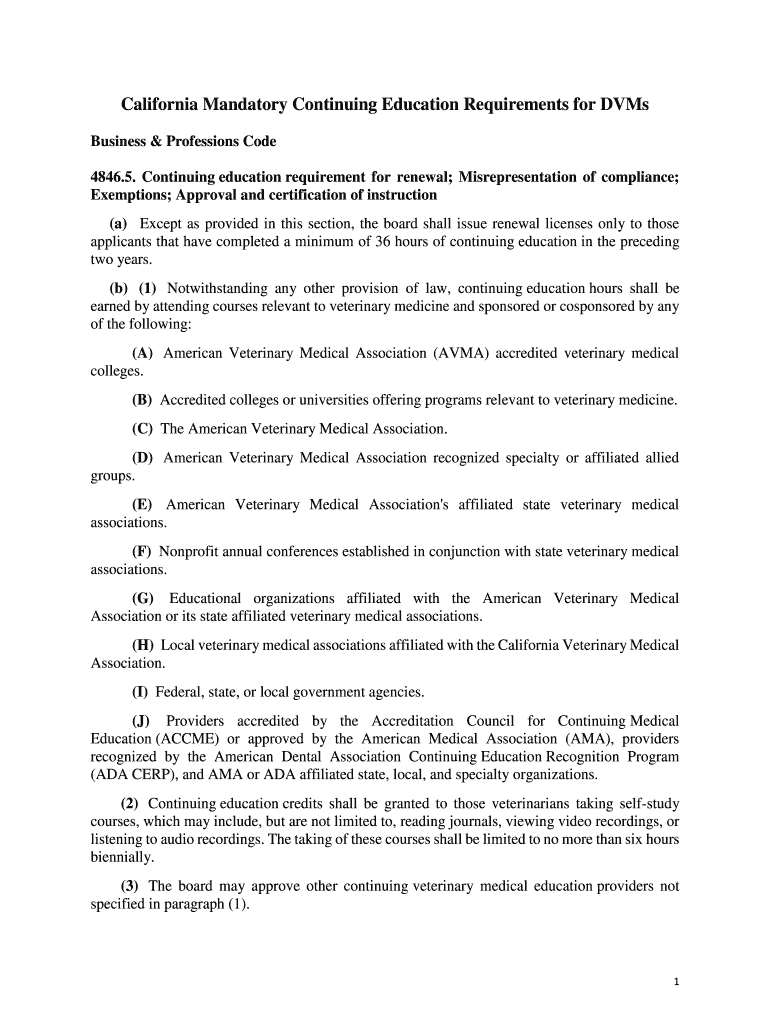 Fillable Online California Mandatory Continuing Education Requirements