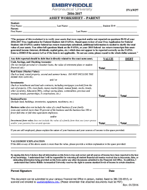 Fillable Online ASSET WORKSHEET PARENT Fax Email Print - pdfFiller