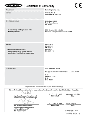 Fillable Online Declaration of Conformity. Declaration of Conformity