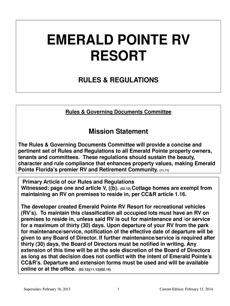 Fillable Online EMERALD POINTE RV RESORT Fax Email Print pdfFiller