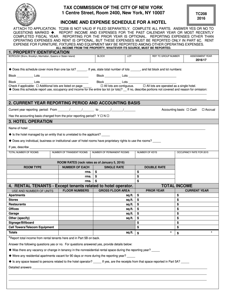 2016 Form NY TC TC208 Fill Online, Printable, Fillable