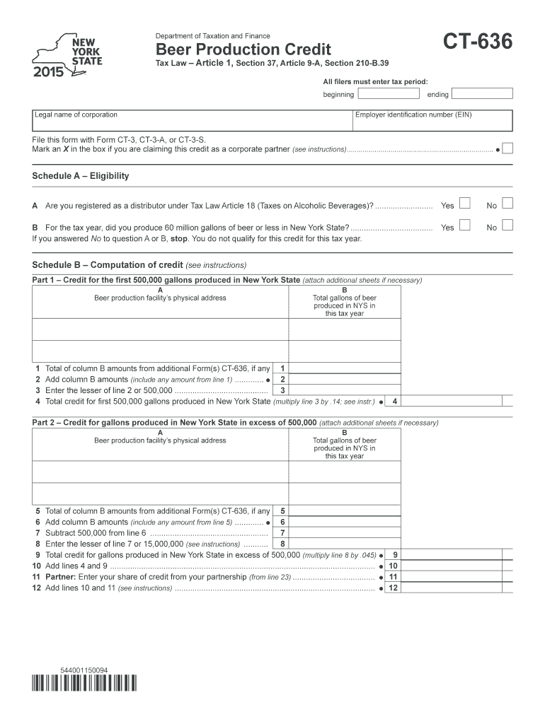 NY DTF CT636 2015 Fill out Tax Template Online US