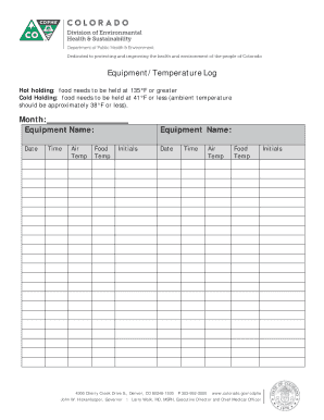 Equipment/Temperature Log - Fill and Sign Printable Template Online