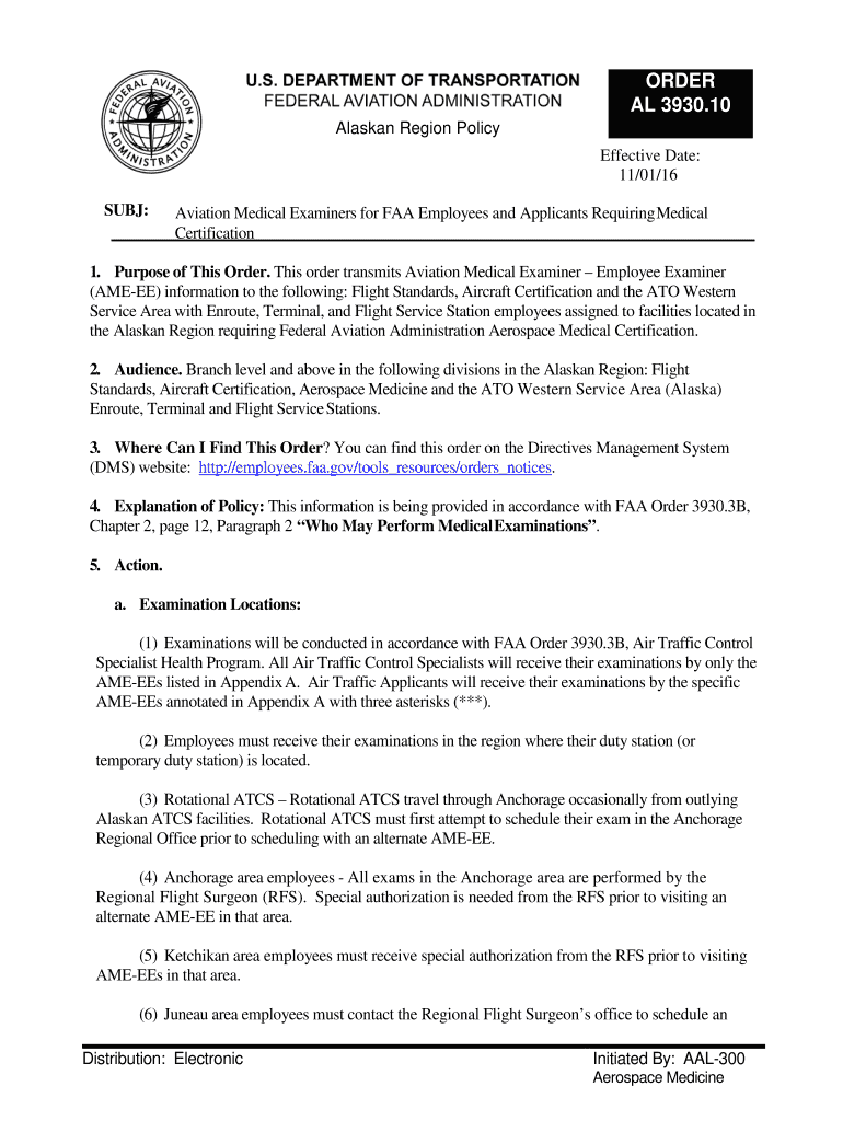 Fillable Online faa Aviation Medical Examiners for FAA Employees and Applicants Requiring