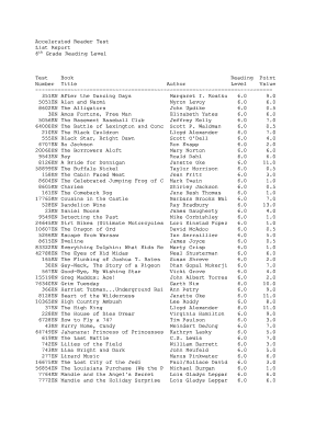Fillable Online 6th Grade Reading Level Fax Email Print - pdfFiller