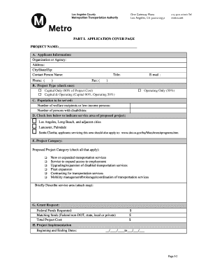 Fillable Online JARC Application - Part I - Application Cover Page. Job