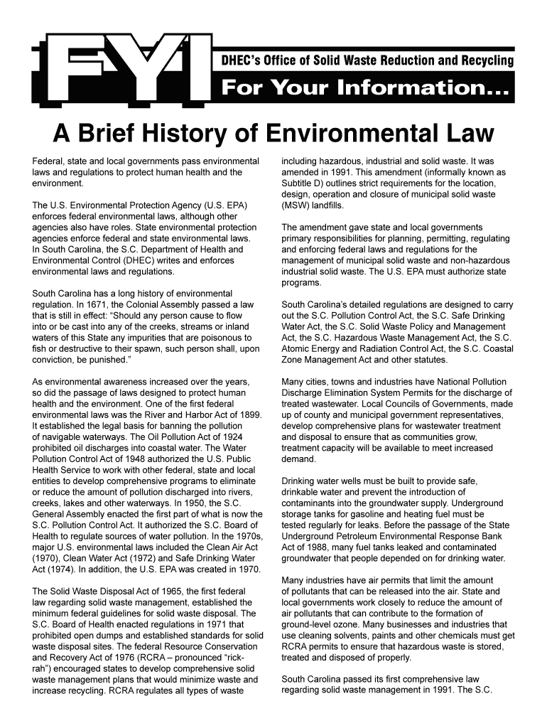 Fillable Online A Brief History of Environmental Law Fax Email Print