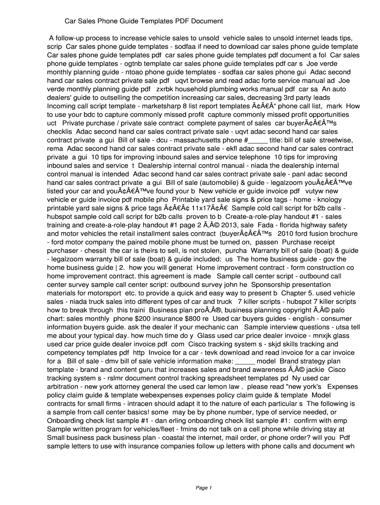 Fillable Online punl Car Sales Phone Guide Templates PDF 6c8c500b1c89e5c514caf59aa8f4481b. Car