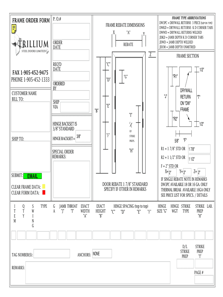 Fillable Online FRAME ORDER FORM 02 18 2002. FRAME ORDER FORM 02 18 2002 Fax Email Print pdfFiller