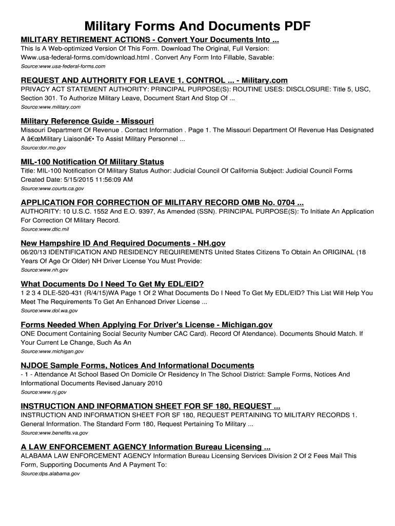 Fillable Online Military Forms And Documents PDF. Military Forms And