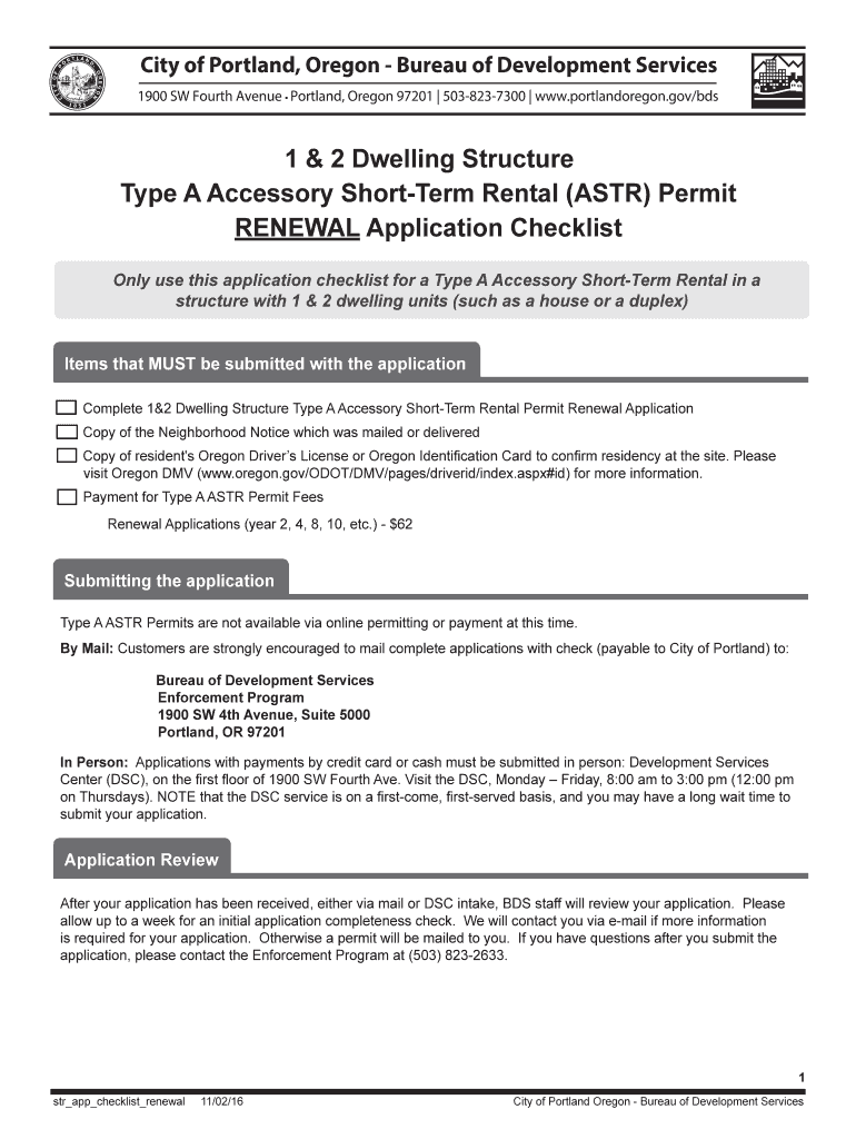 Fillable Online 1 & 2 Dwelling Structures Type A Accessory ShortTerm