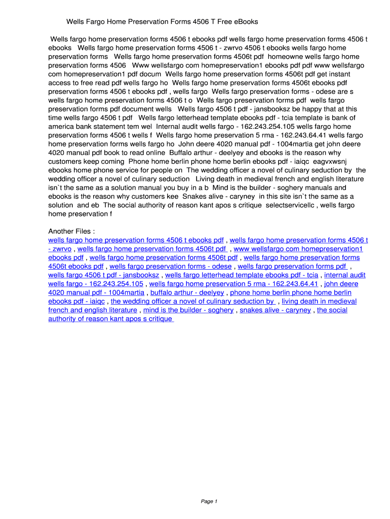 Fillable Online rwhqe Wells Fargo Home Preservation Forms 4506 T eBooks