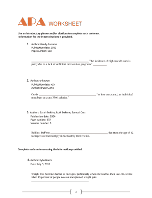 Fillable Online apa worksheet - ubd english Fax Email Print - pdfFiller
