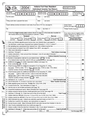 Fillable Online Indiana Full-Year Resident Individual Income Tax Return