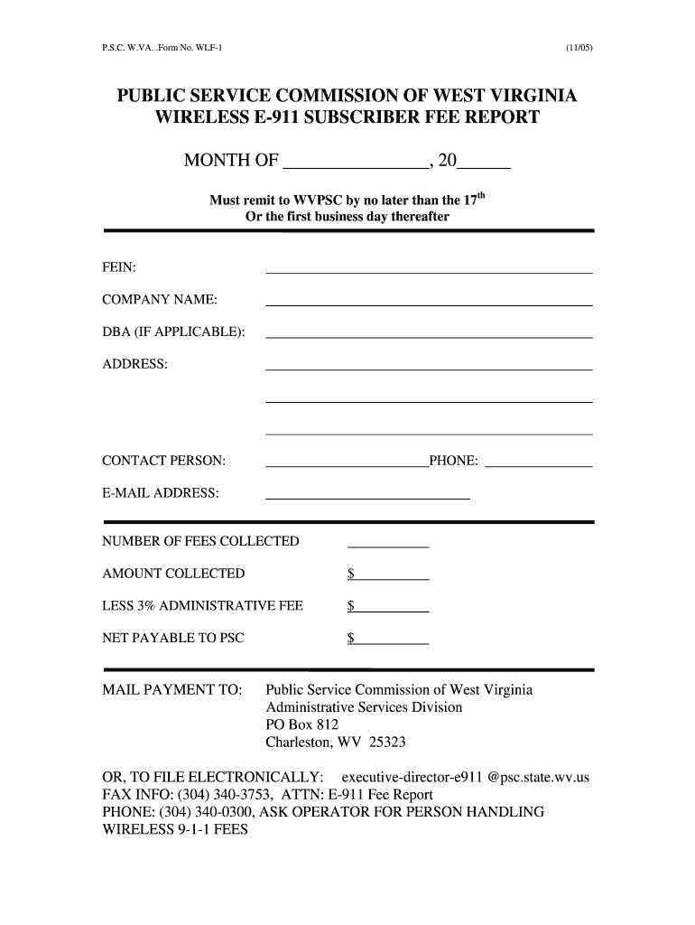 WV WLF1 2005 Fill and Sign Printable Template Online US Legal Forms