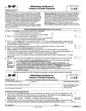 2017 Form W-4P. Withholding Certificate For Pension Or Annuity Payments