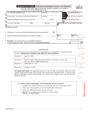 Fillable Online Arizona Form 140ES. Individual Estimated Tax Payment