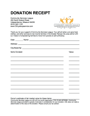 Community Services League Donation Pickup