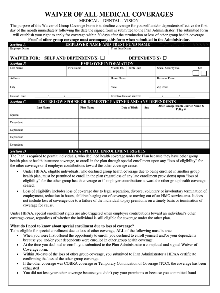 Fillable Online smpal Kaiser Waiver Form smpal Fax Email Print