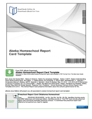 Abeka Report Card Template - Fill and Sign Printable Template Online