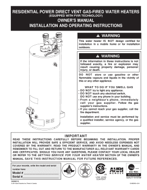 Fillable Online residential power direct vent gas-fired water heaters