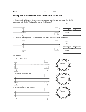 Double Number Line Percents Worksheets Pdf - Fill Online, Printable