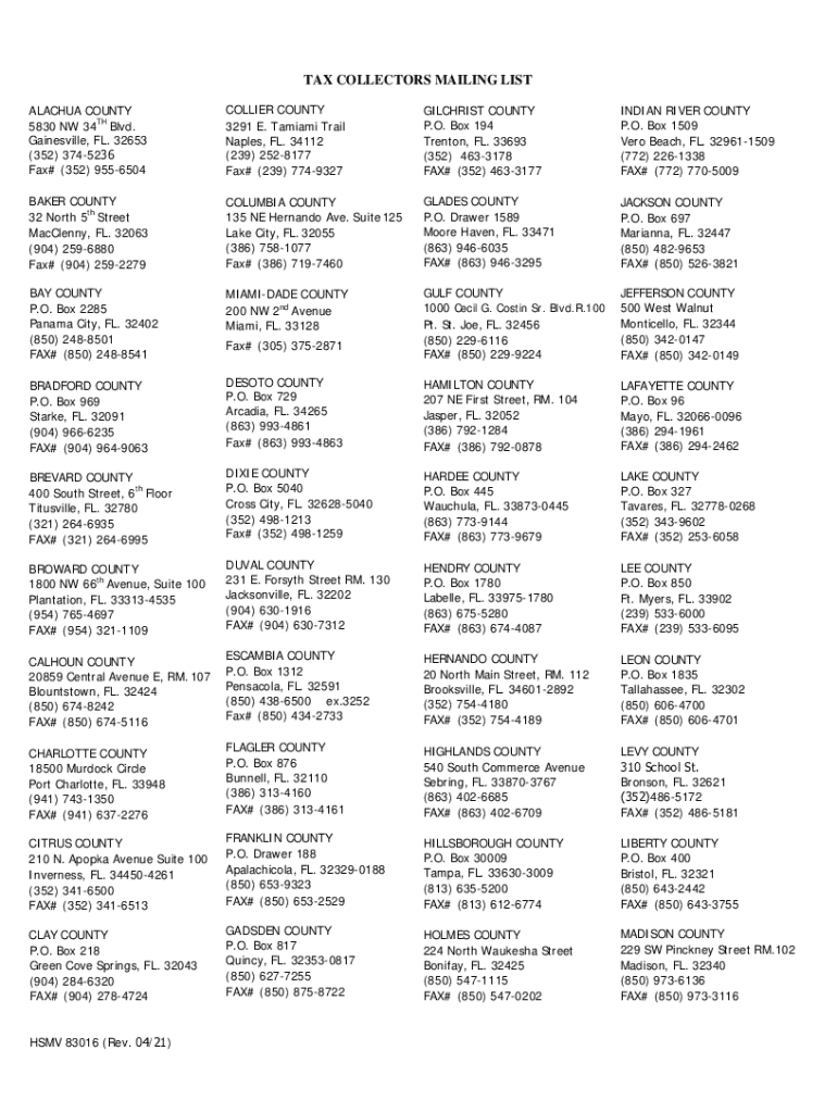 Florida tax collectors list Fill out & sign online DocHub