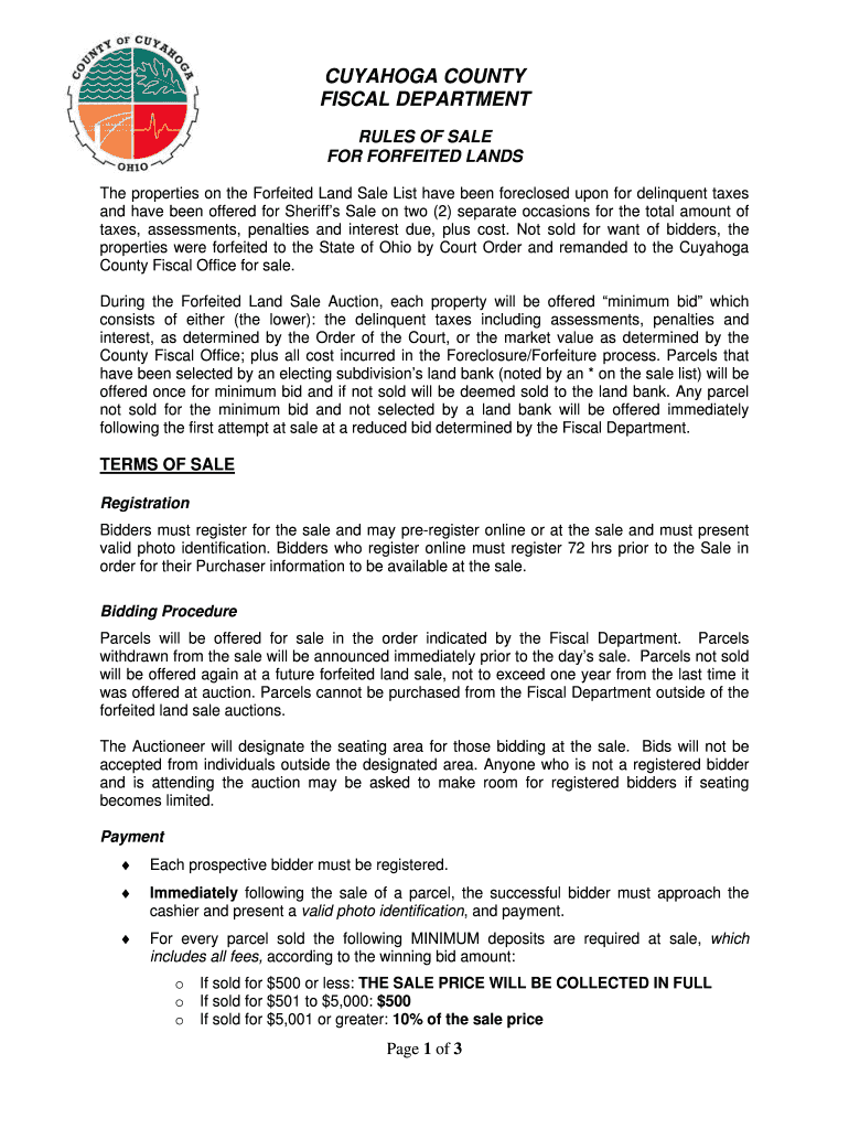 Fillable Online FOR FORFEITED LANDS Fax Email Print pdfFiller