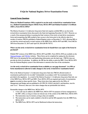 medical examiner’s certificate (mec), form mcsa-5876 Templates