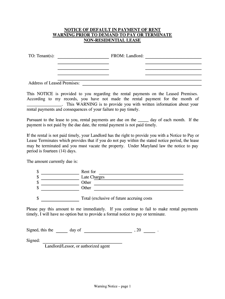Sample notice of default commercial lease Fill out & sign online DocHub