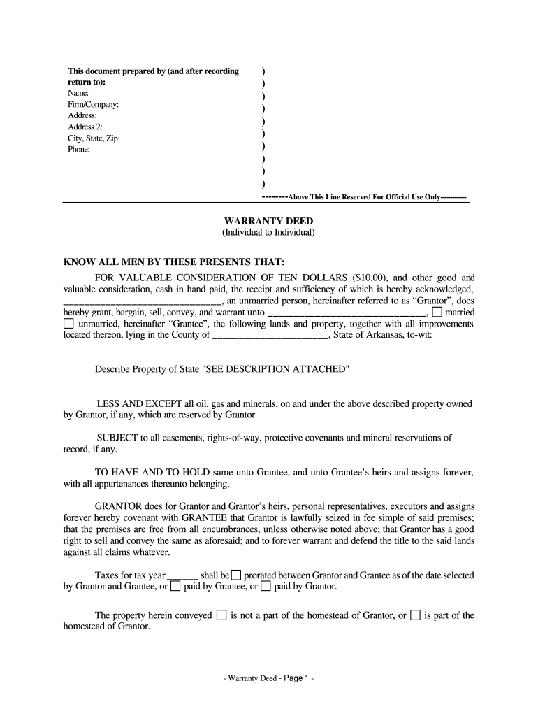 AR Warranty Deed Complete Legal Document Online US Legal Forms