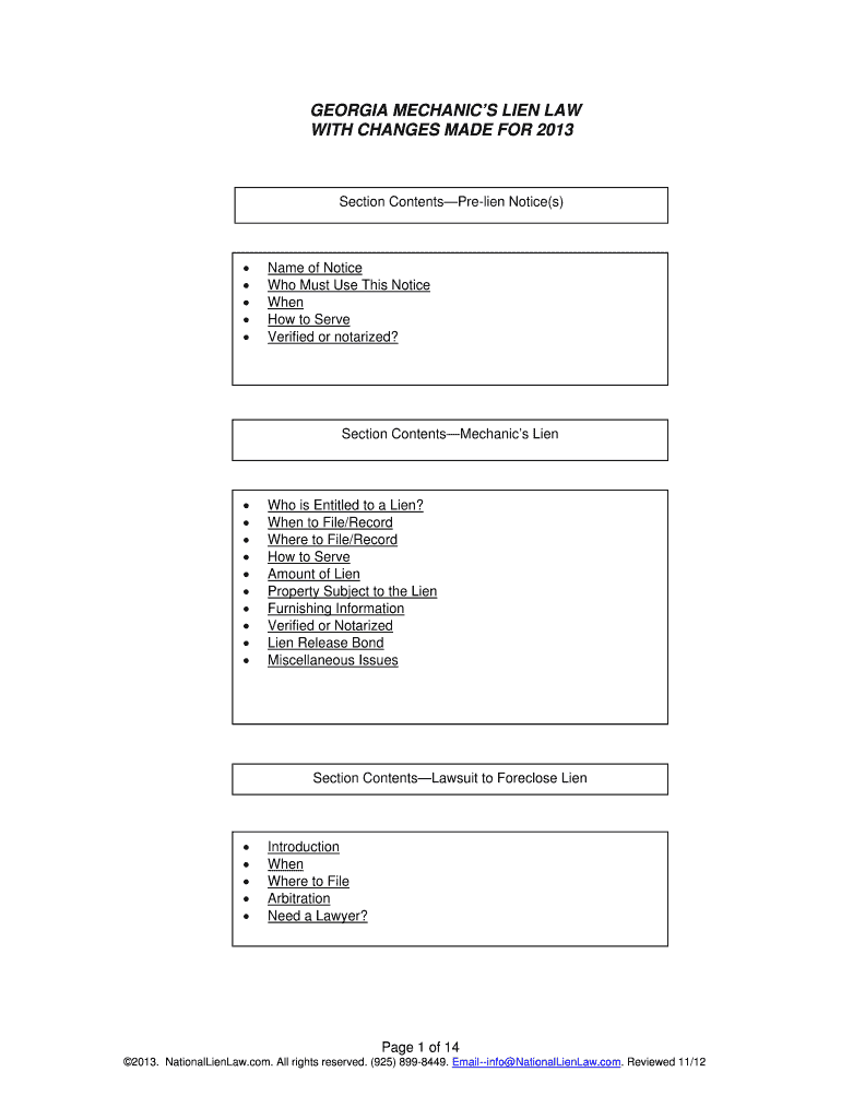 Fillable Online MECHANICS LIEN LAW Fax Email Print pdfFiller