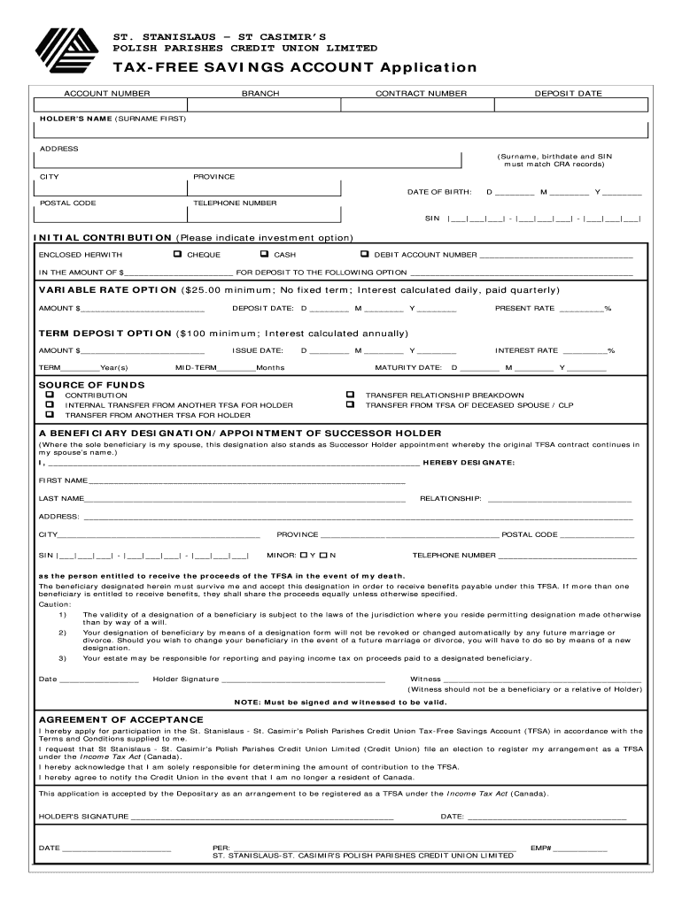 Fillable Online New Application Form St. Stanislaus St. Casimir's