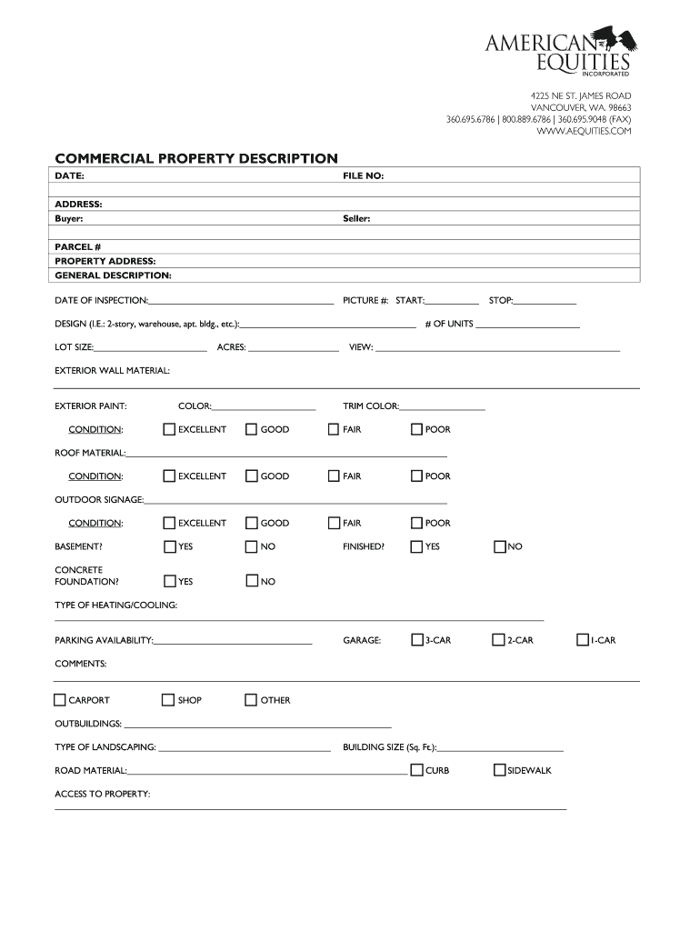 Fillable Online Broker Commercial Property Description Form Fax Email
