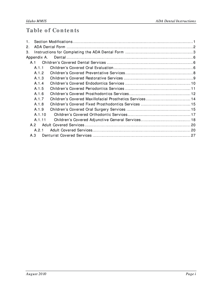 Fillable Online ADA Dental Form Fax Email Print pdfFiller