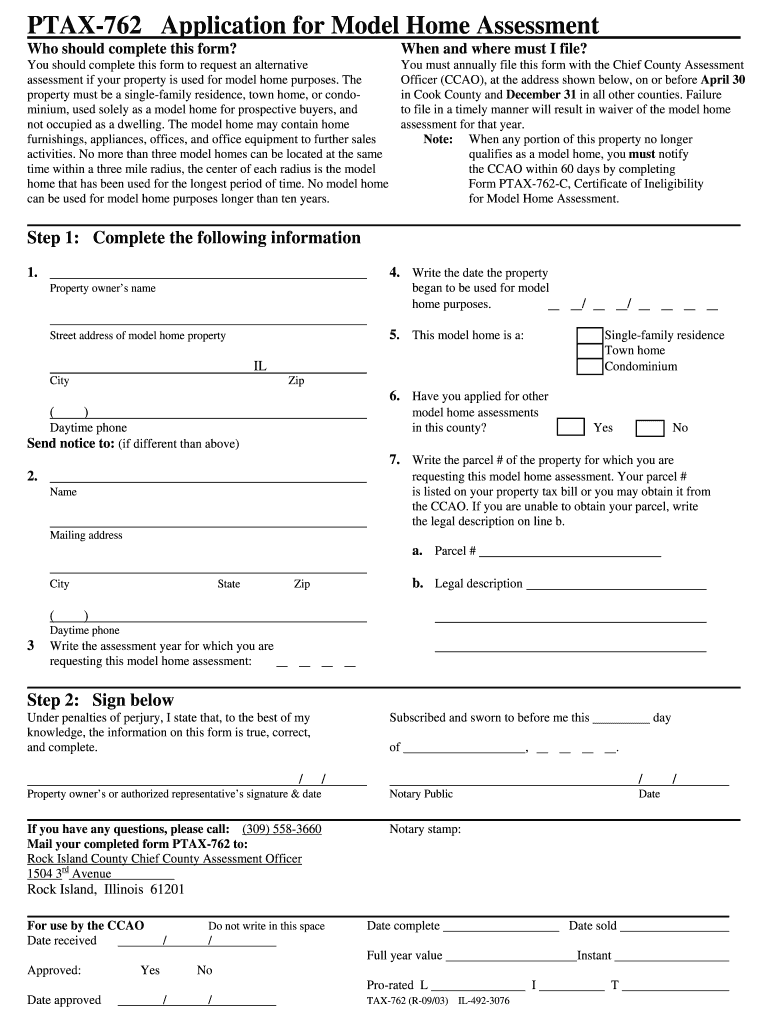 Fillable Online rockislandcounty Model Home Exemption and Ineligibility
