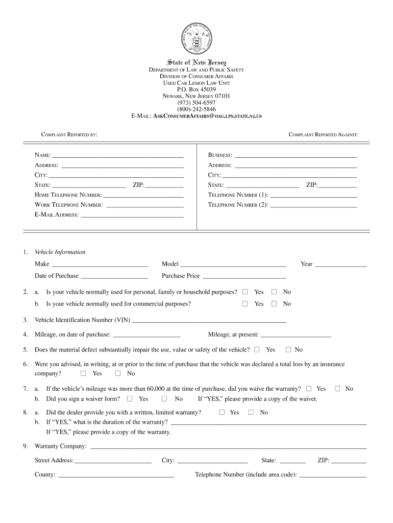 Fillable Online used car lemon law 1097. used car lemon law 1097 Fax