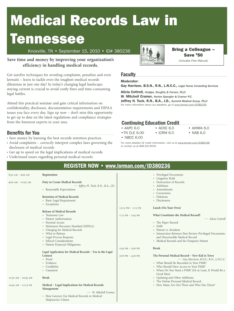 Fillable Online Medical Records Law in Tennessee Amazon  Services