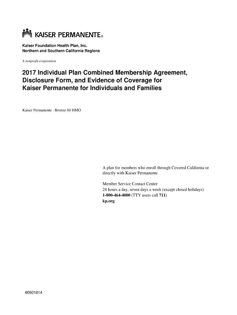 Fillable Online info kaiserpermanente Kaiser Permanente Bronze 60 HMO