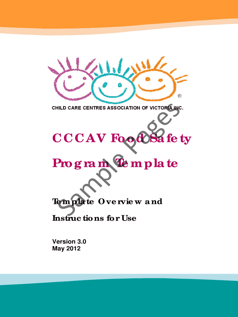 Fillable Online vic childcarealliance org CCCAV Food Safety Pages Program Template Sample Fax