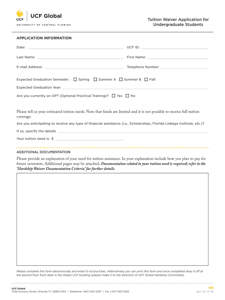 Fillable Online international ucf Hardship Waiver Fax Email Print