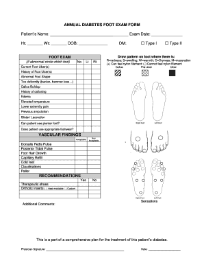 Fillable Online ANNUAL DIABETES FOOT EXAM FORM Fax Email Print - pdfFiller