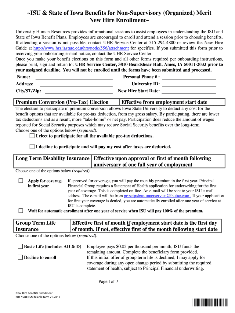 Fillable Online hrs iastate ISU & State of Iowa Benefits for Non