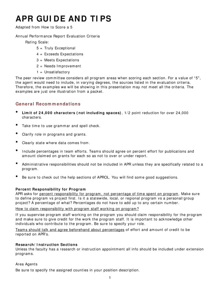 Fillable Online extension arizona APR GUIDE AND TIPS CALS Cooperative Extension extension