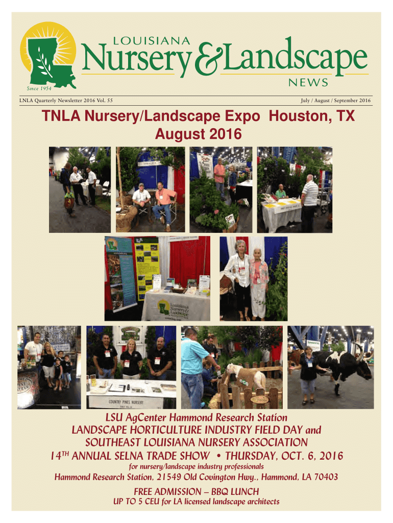 Fillable Online lnla TNLA Nursery/Landscape Expo Houston, TX Fax Email
