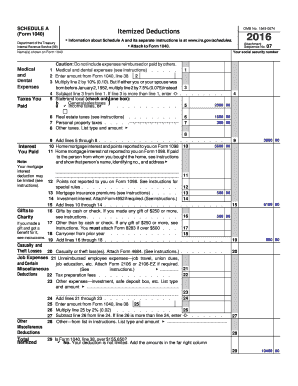 Fillable Online 2016 Form 1040 (Schedule A) Fax Email Print - pdfFiller