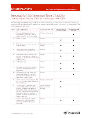 Fillable Online Irrevocable Life Insurance Trust Checklist Fax Email