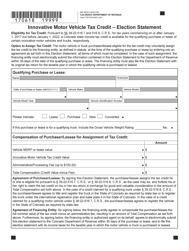 Fillable Online Innovative Motor Vehicle Tax CreditElection Statement