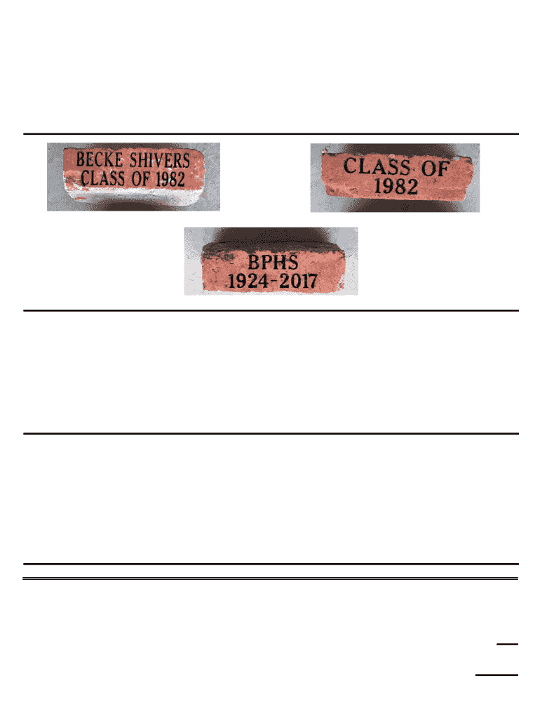 Fillable Online BPHS Brick Order Form Belle Plaine USD 357 Fax Email